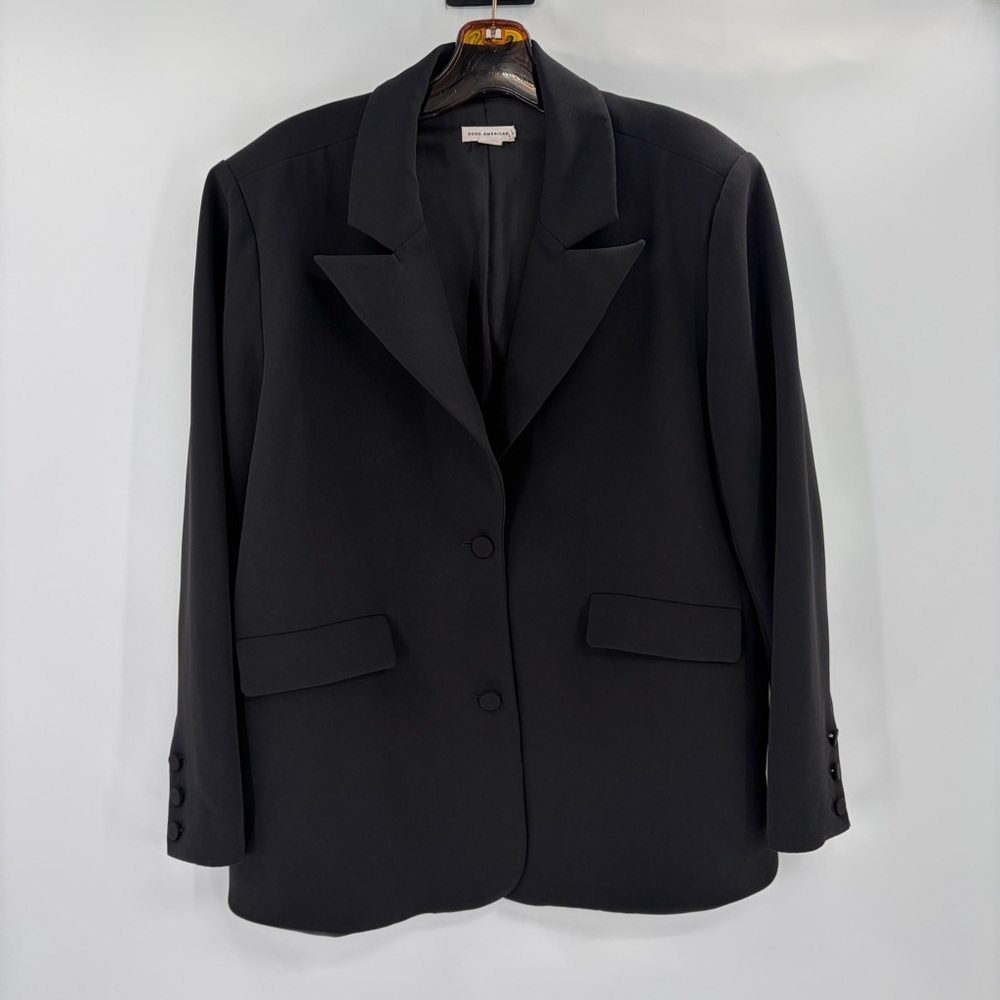 Good American Women’s Black Boyfriend Oversize Long Sleeve Blazer Sz Small